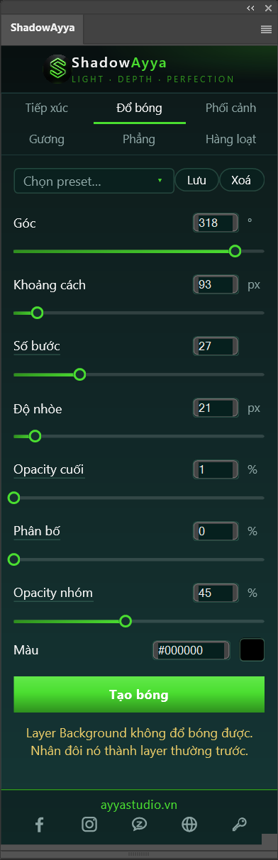 Panel — Đổ bóng